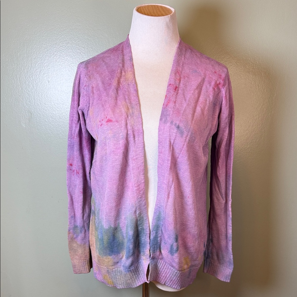 Tie-Dye Open Front Cardigan